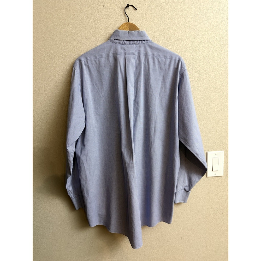 Brooks Brothers Dress Shirt Large Blue Check Original Polo Shirt Non Iron Cotton - Picture 5 of 6
